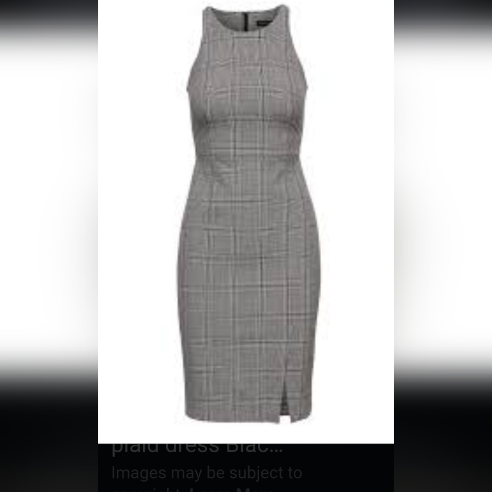 Banana Republic Gray Plaid Midi Dress Like New Cond. - Picture 3 of 8